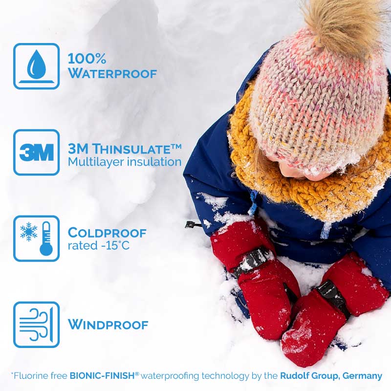 Jan + Jul - Toasty-Dry Waterproof Snow Mittens - Dinoland