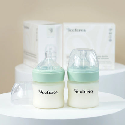 YOOFOREA - Silicone Coated Glass Baby Bottle 2-Pack Nursing