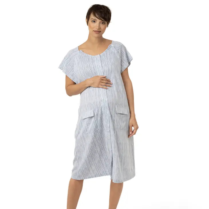 Kindred Bravely Universal Labor And Delivery Gown, 3 In 1 Labor, Delivery,  Nursing Gown For Hospital - Grey Heather, Xl/Xxl