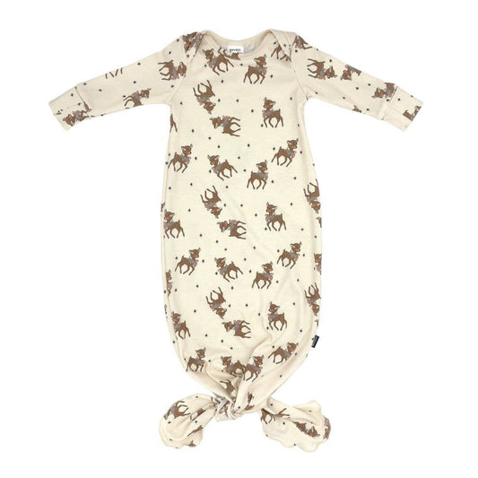 The Kindred Studio - Baby Knotted Gown | Christmas Deer