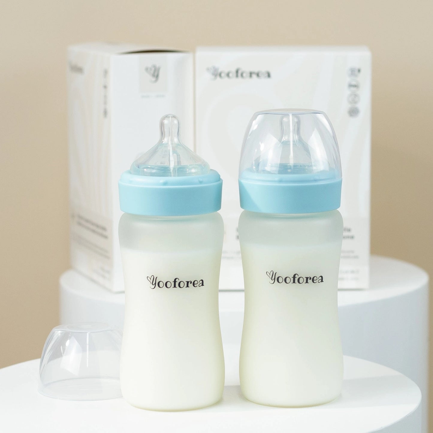 YOOFOREA - Silicone Coated Glass Baby Bottle 2-Pack Nursing