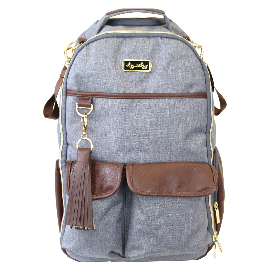 Itzy Ritzy - Handsome Heather Gray Boss Backpack™ Diaper Bag (7381167931570)
