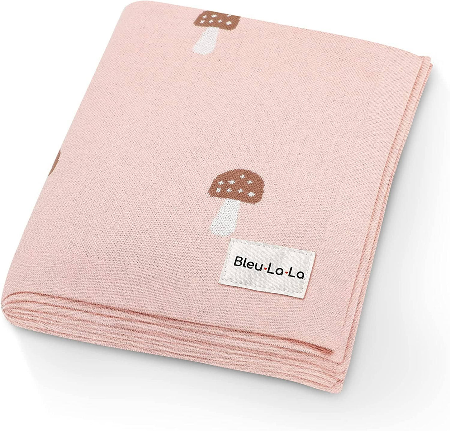 Bleu La La - 100% Luxury Cotton Swaddle Receiving Baby Blanket - Mushroom: Pink