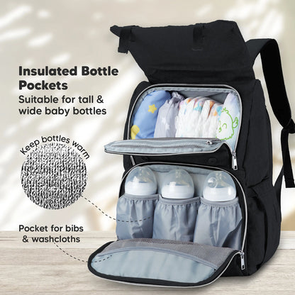 KeaBabies - KeaBabies Explorer Diaper Bag Backpack (Trendy Black) (7378800804018)
