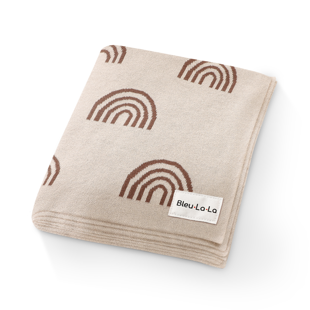 Bleu La La - 100% Luxury Cotton Swaddle Receiving Baby Blanket - Rainbow: Brown