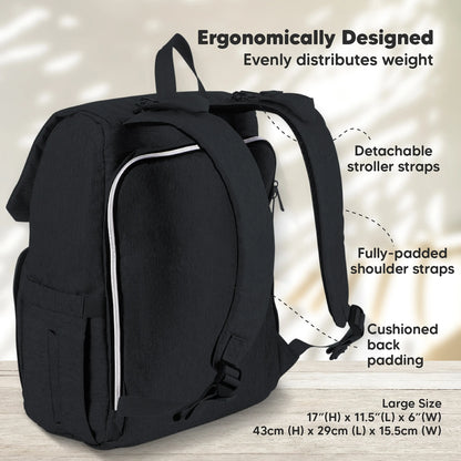 KeaBabies - KeaBabies Explorer Diaper Bag Backpack (Trendy Black) (7378800804018)
