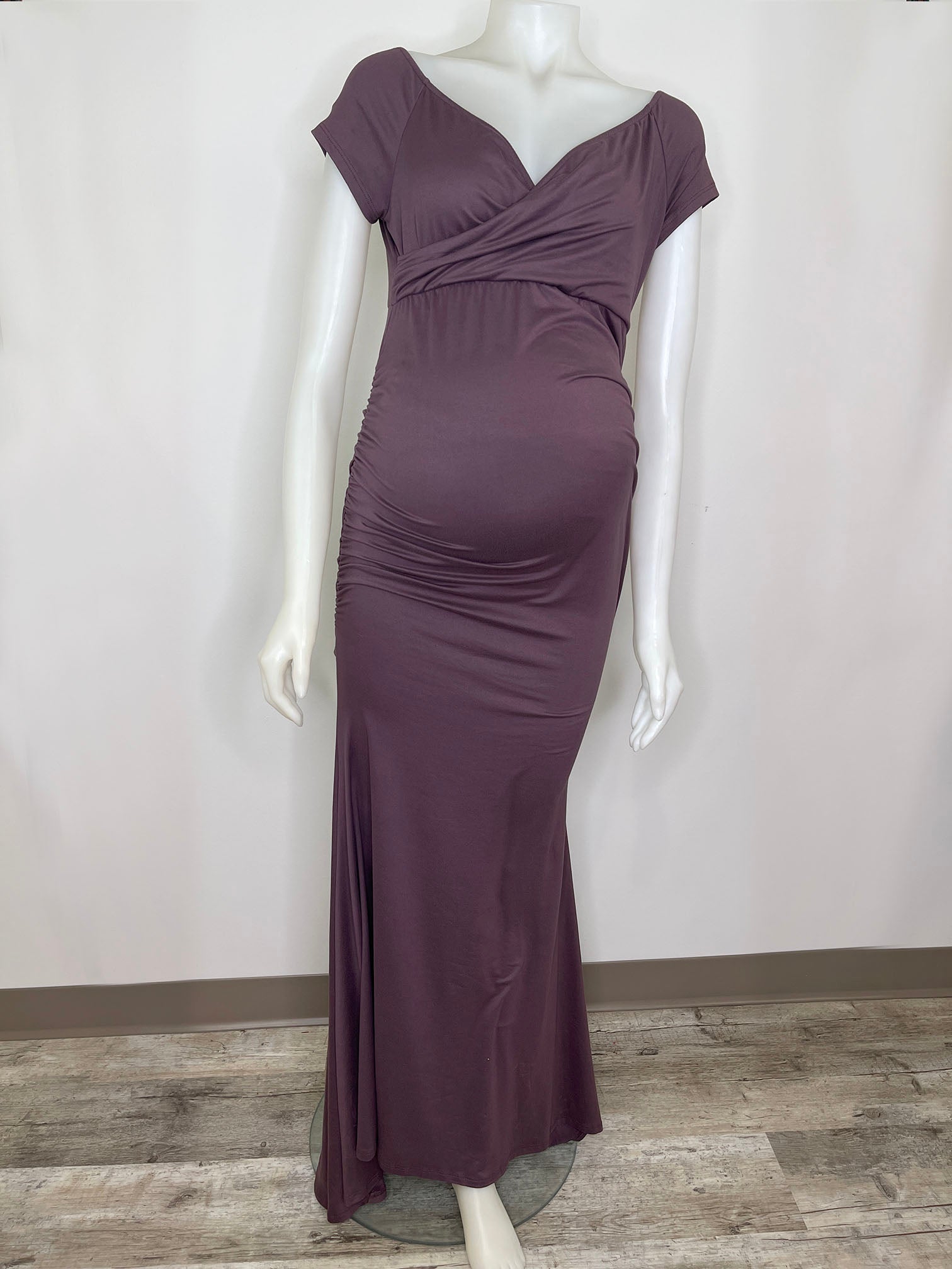 Bump Shoot - Plum Off Shoulder Wrap Maternity Photoshoot Gown/Dress (7206081265842)