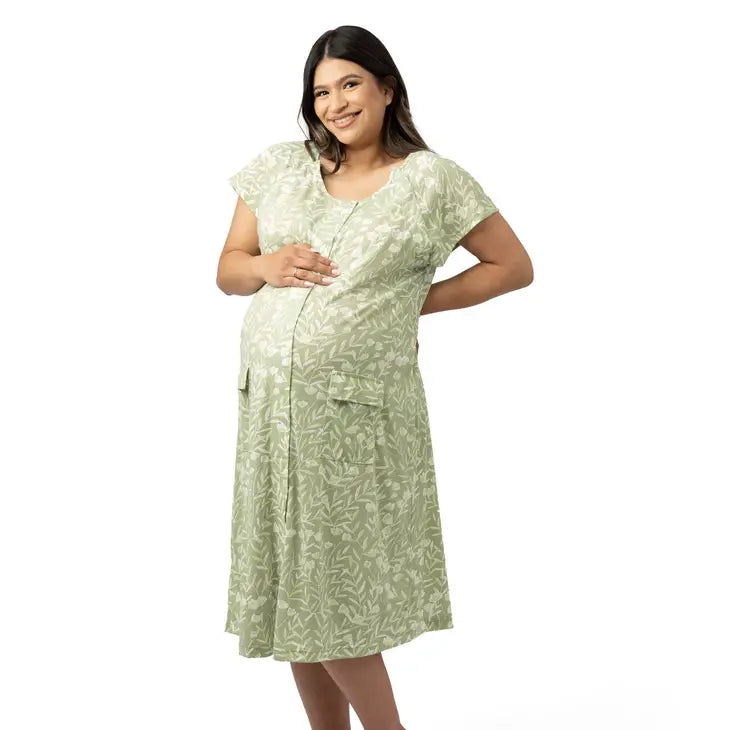 Universal Labor and Delivery Gown in Rosewood Dot