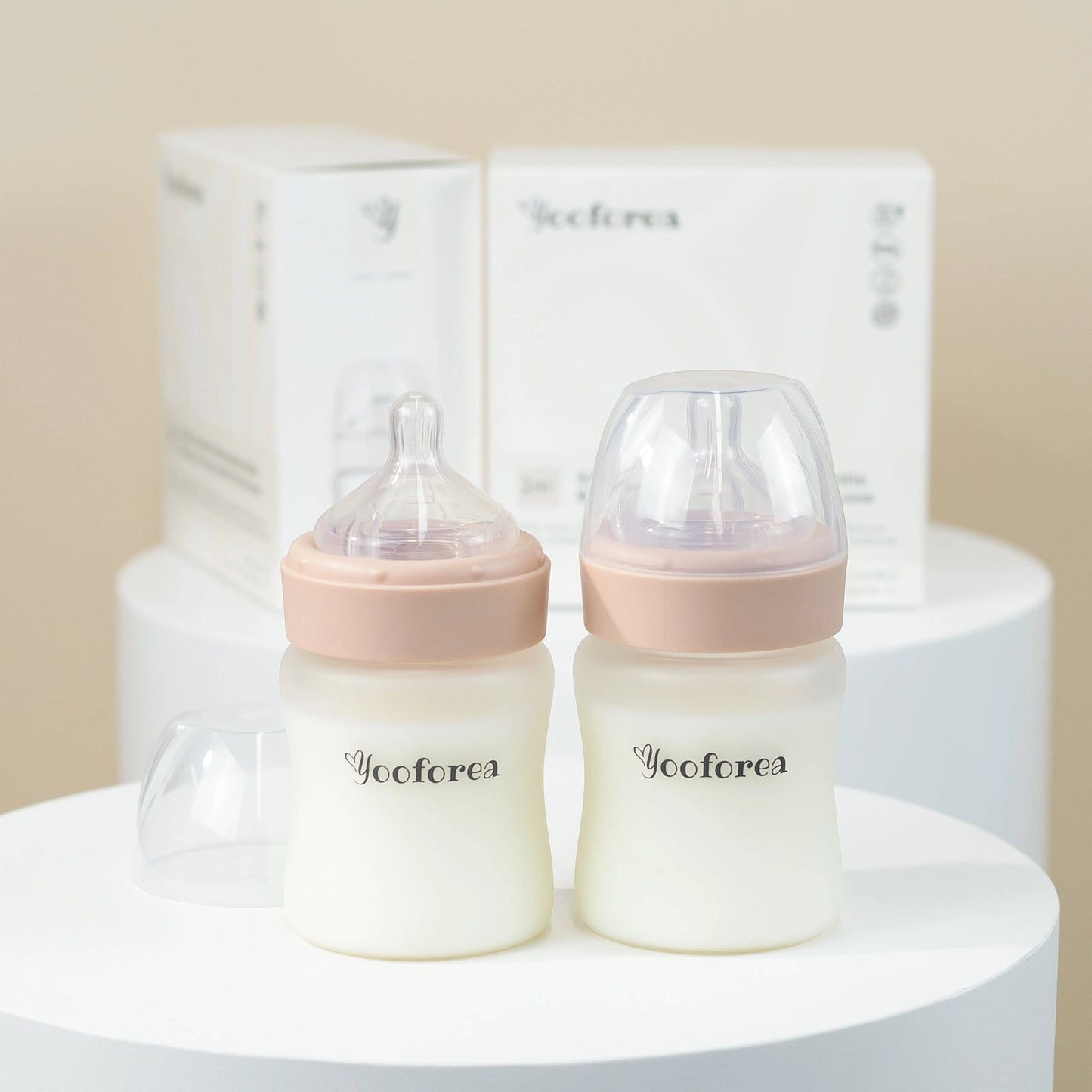 YOOFOREA - Silicone Coated Glass Baby Bottle 2-Pack Nursing