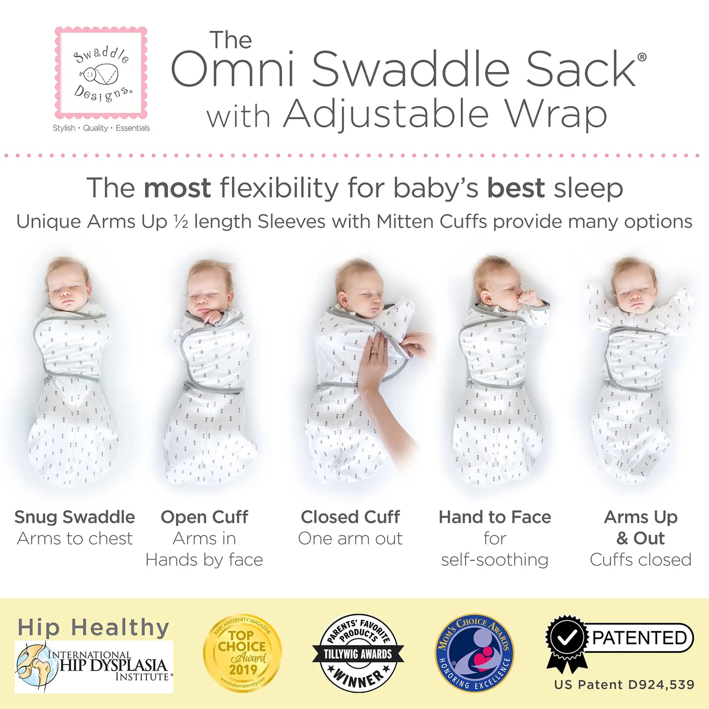 Omni Swaddle Sack w Wrap and Arms Up Sleeves - Floral 0-3 Months (7358192255154)