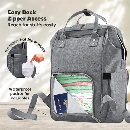 KeaBabies - KeaBabies Original Diaper Bag Backpack (Classic Gray) (7378801197234)