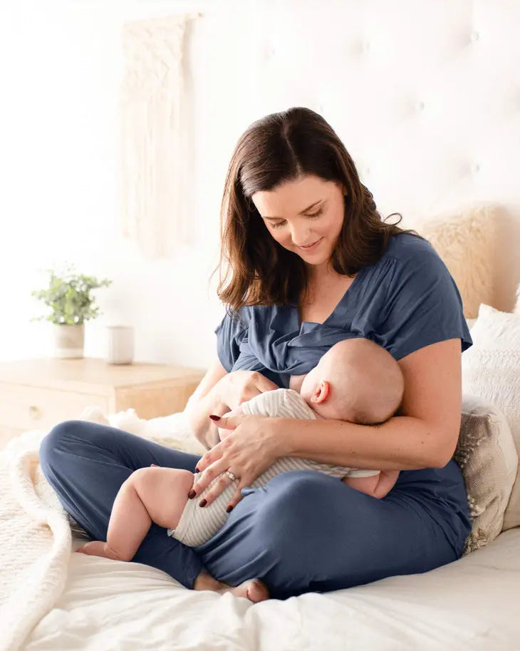 Davy Nursing & Maternity Pajamas  Slate Blue – Kindred Bravely