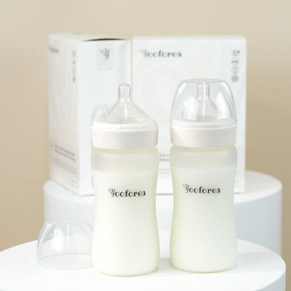 YOOFOREA - Silicone Coated Glass Baby Bottle 2-Pack Nursing