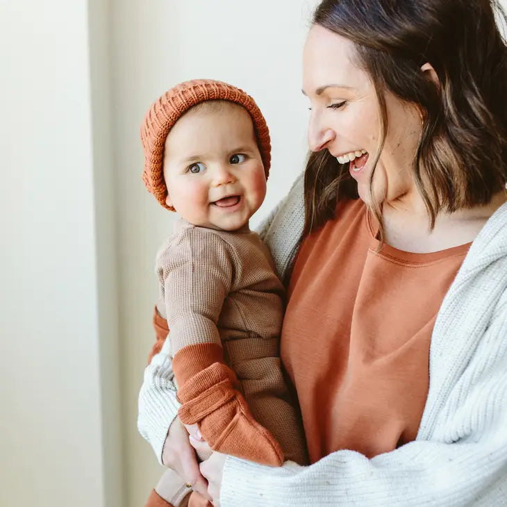 Stay-On Mitts - Clay - goumikids - Organic Cotton Knit Baby - Clay