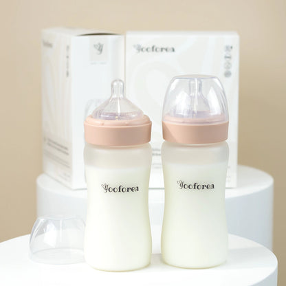YOOFOREA - Silicone Coated Glass Baby Bottle 2-Pack Nursing