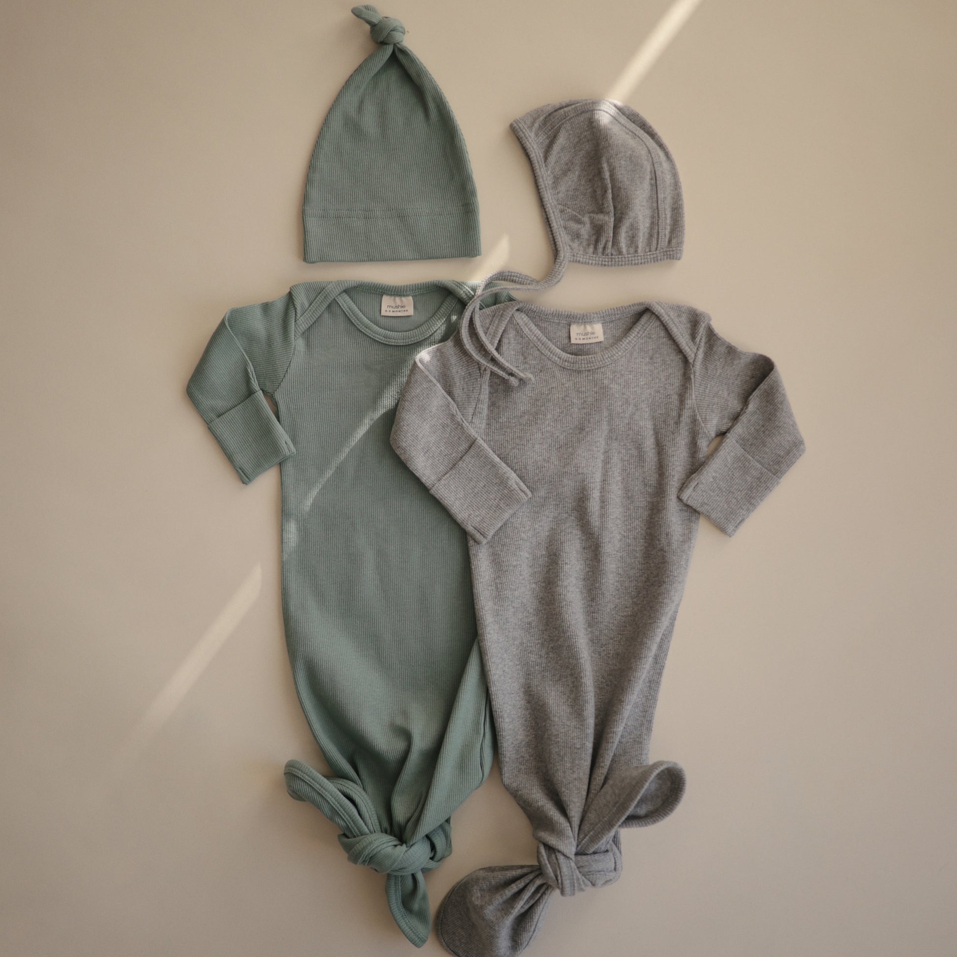 Copy of Ribbed Knotted Baby Gown - Cedar (7392724254898)